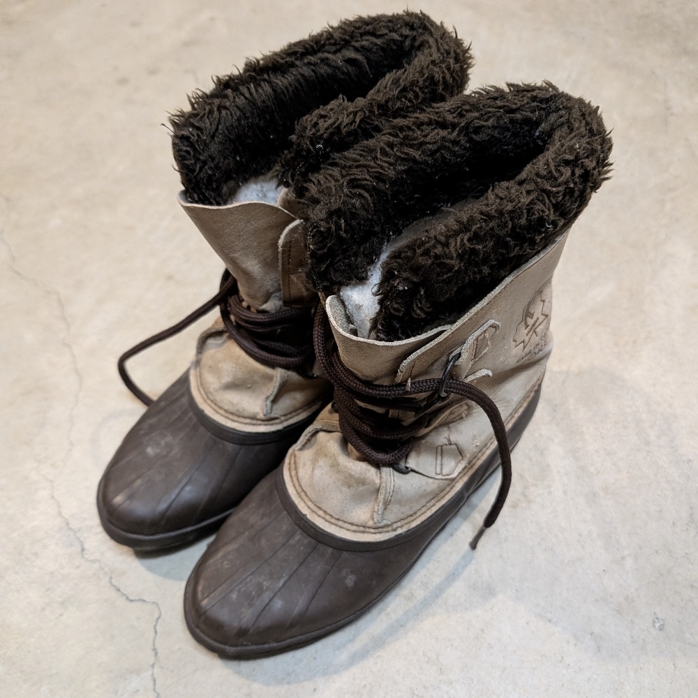 Sorel Kaufman Women's 9 Brown and Tan Winter Boots Made In Canada